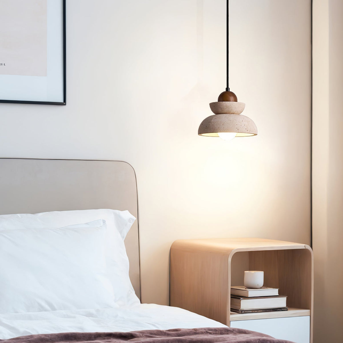 Noruena Tiered-Bell Travertine Pendant Light