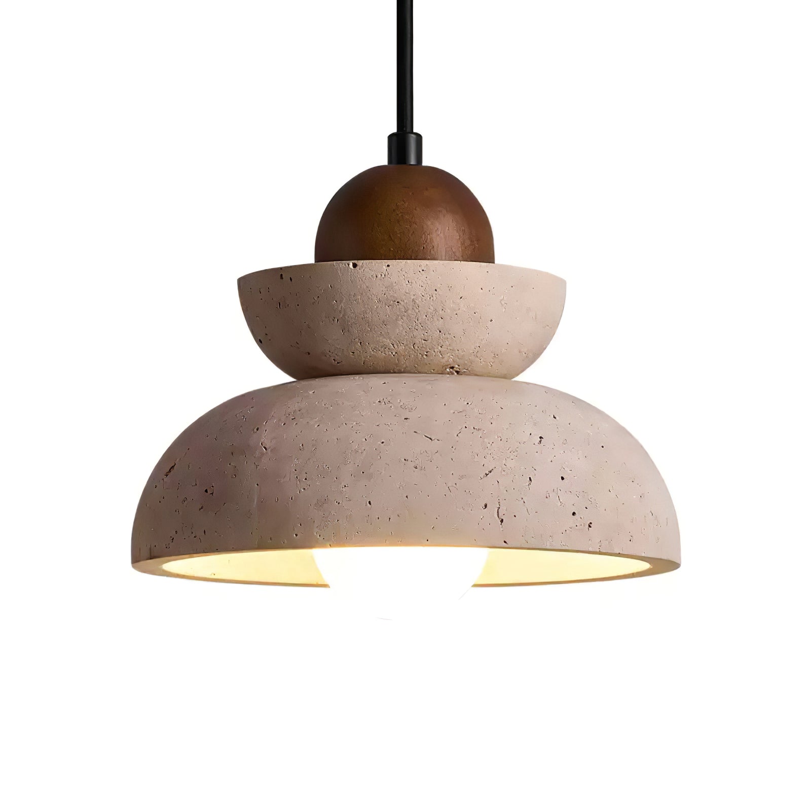 Noruena Tiered-Bell Travertine Pendant Light