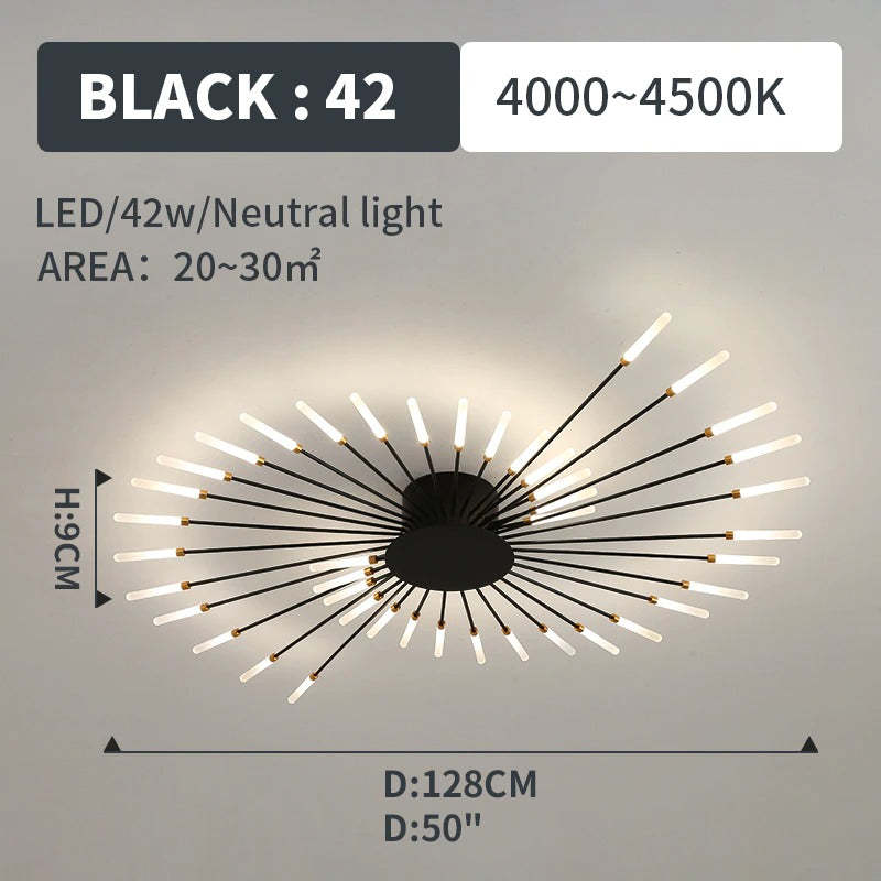 Wesley Flush-Mount Ceiling Light Fireworks, Black/Gold - Neutral Decor