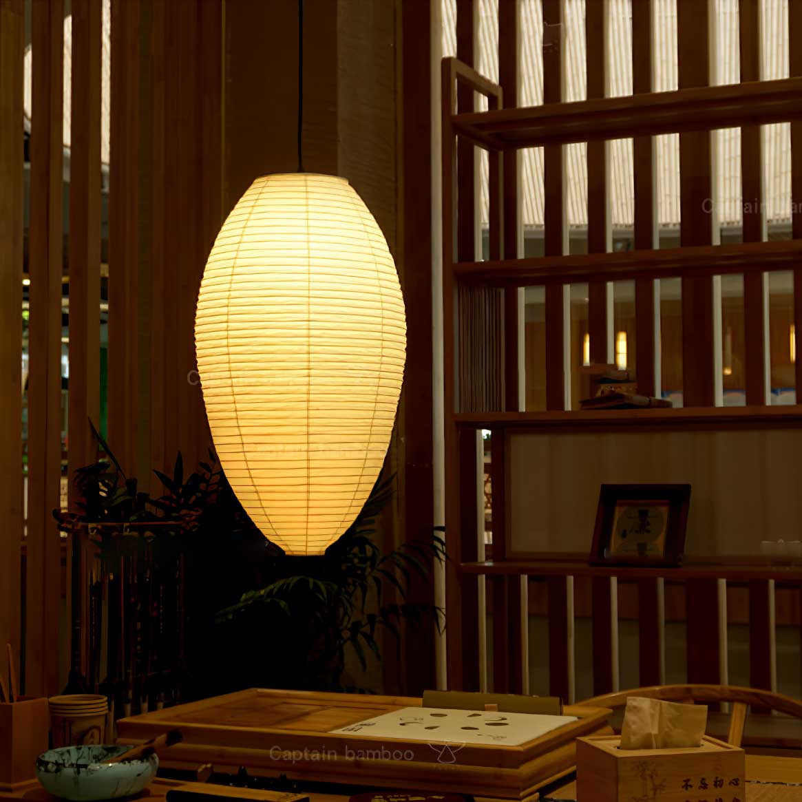Myraean Modern Minimalist Wabi Chestnut Paper Bamboo Pendant Lamp