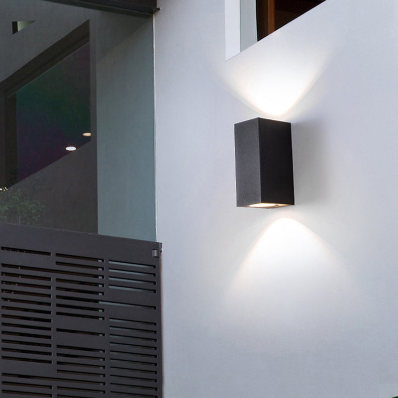 Tavon Minimalist Metal Square Outdoor Wall Lamp, Black - Neutral Decor