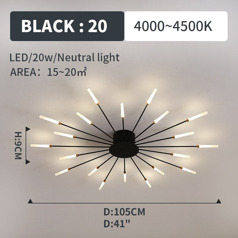 Wesley Flush-Mount Ceiling Light Fireworks, Black/Gold - Neutral Decor