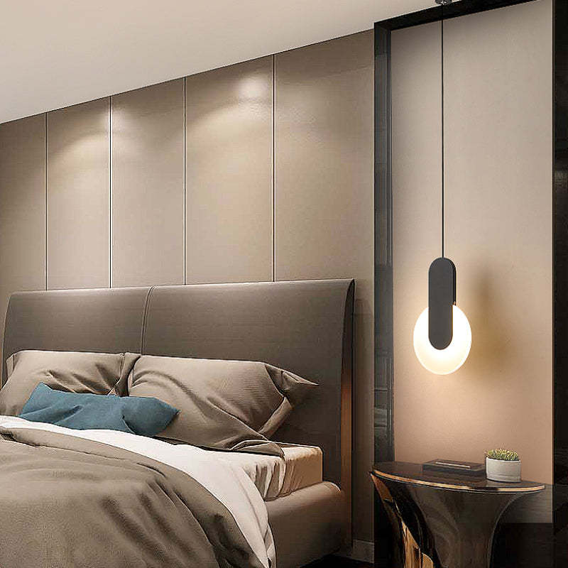 Arisha Modern Minimalist LED Hanging Pendant Lights Black White Bedroom - Neutral Decor