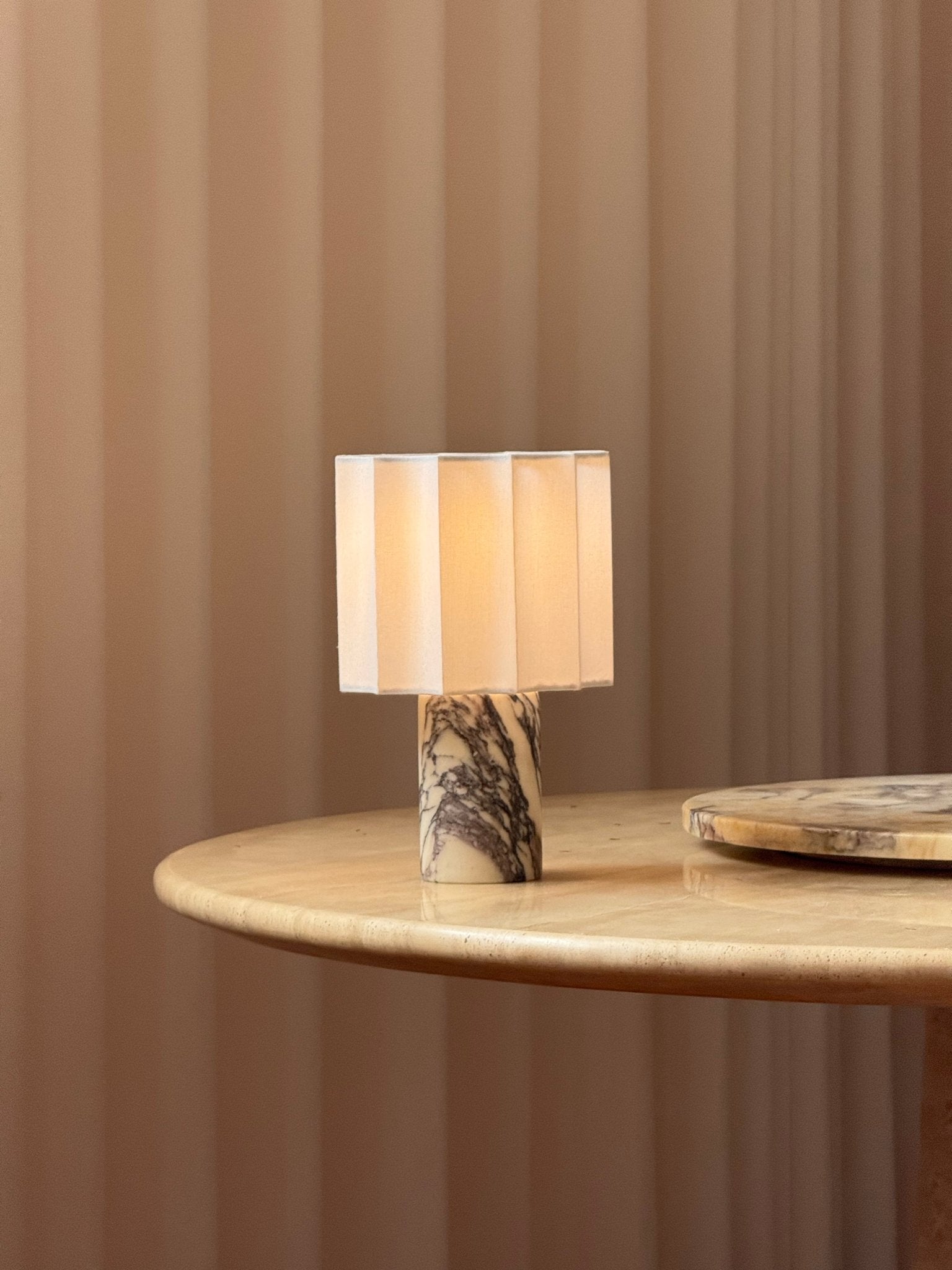 Serenity Pleated Fabric & Marble Table Lamp