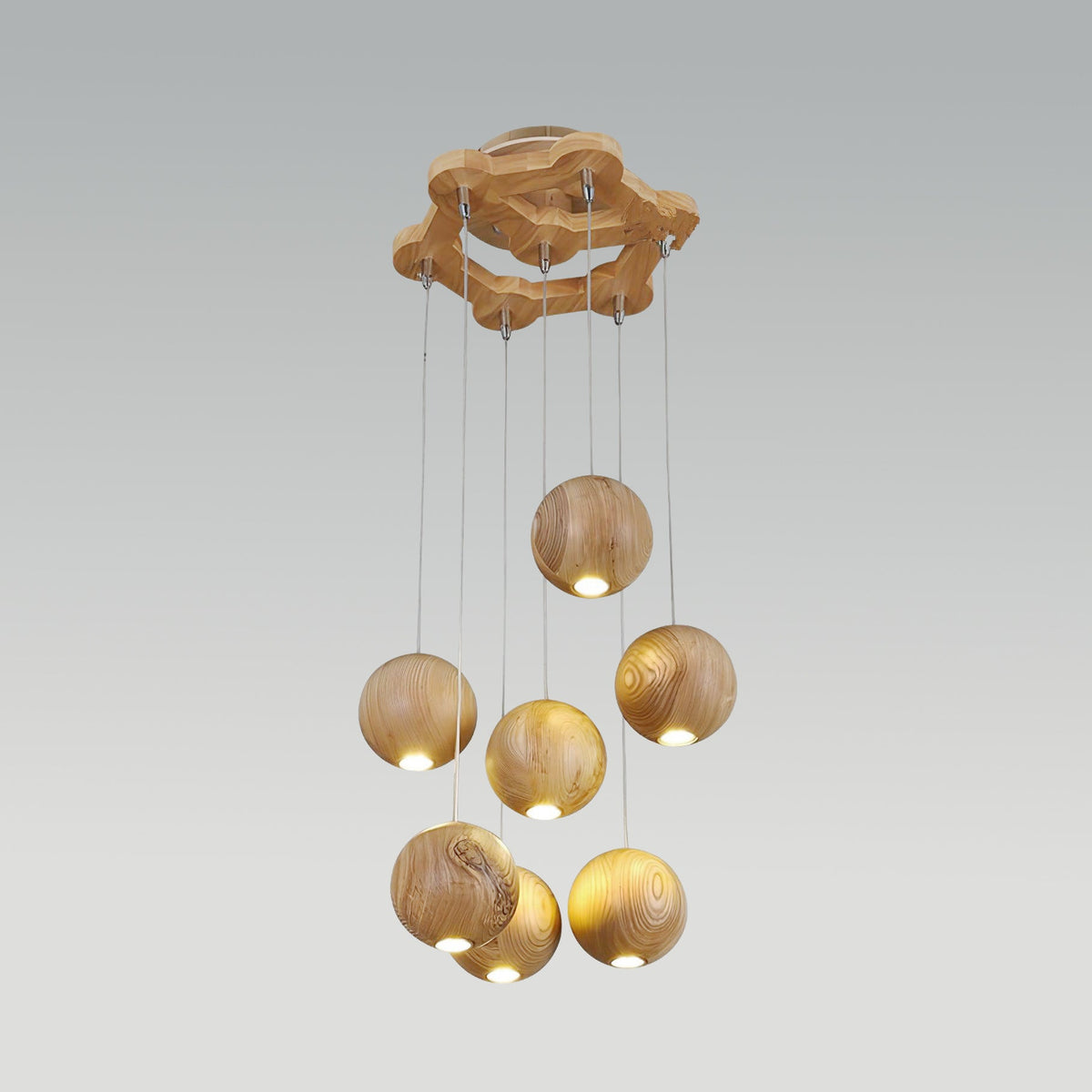 Vixor Nordic Orb Sphere Cluster Wooden Pendant Light