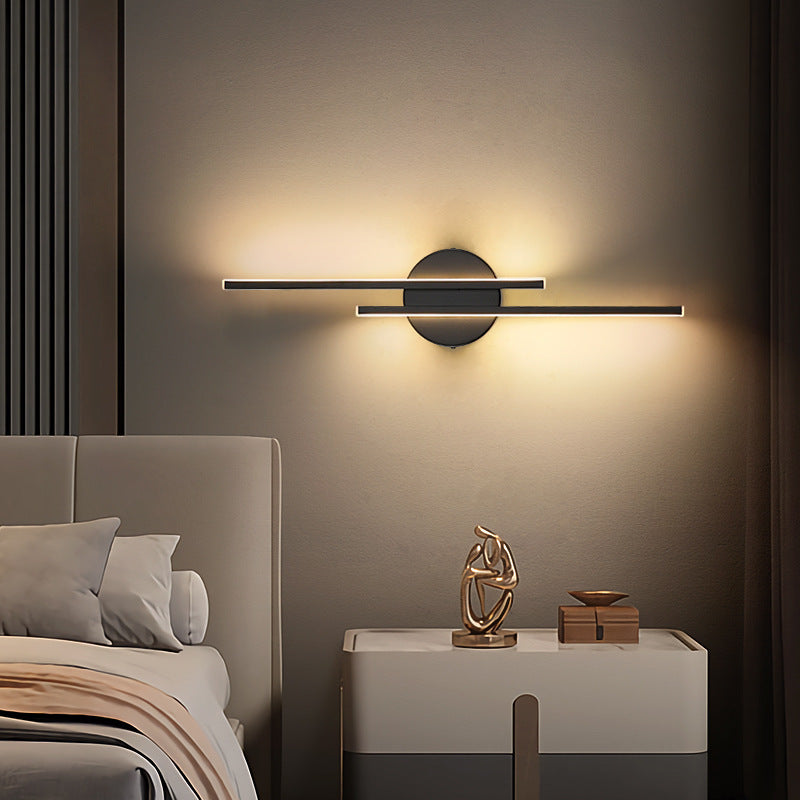 Elgo Modern Nordic Disc/Linear Metal LED Wall Lamp, Black/White - Neutral Decor