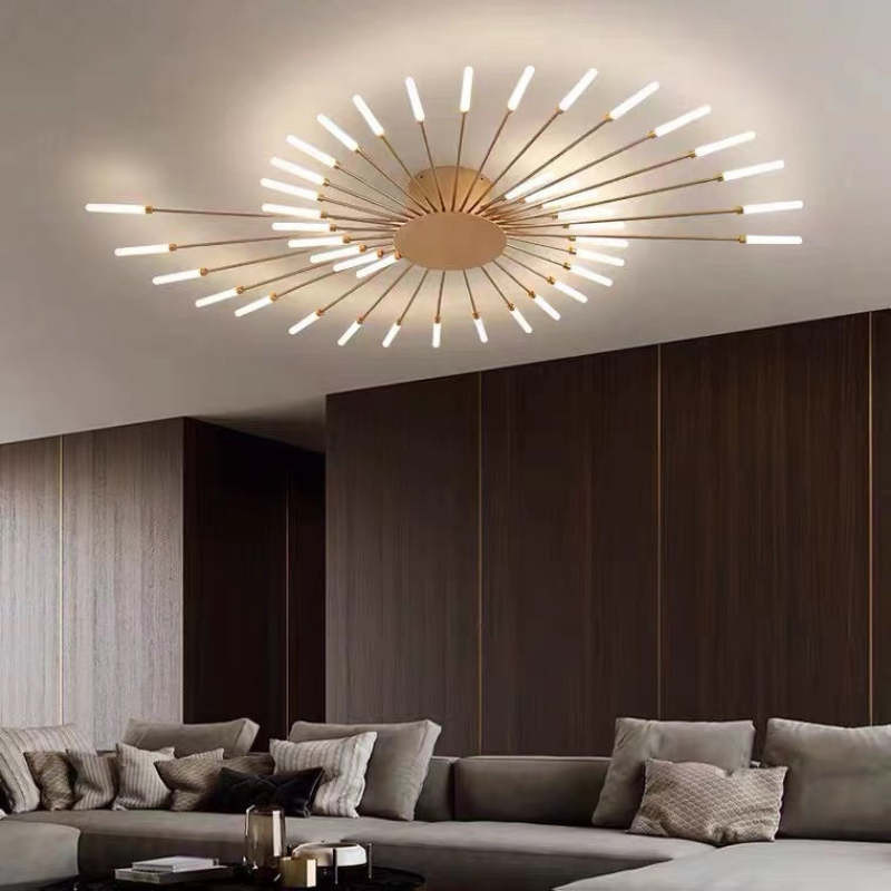 Wesley Flush-Mount Ceiling Light Fireworks, Black/Gold - Neutral Decor