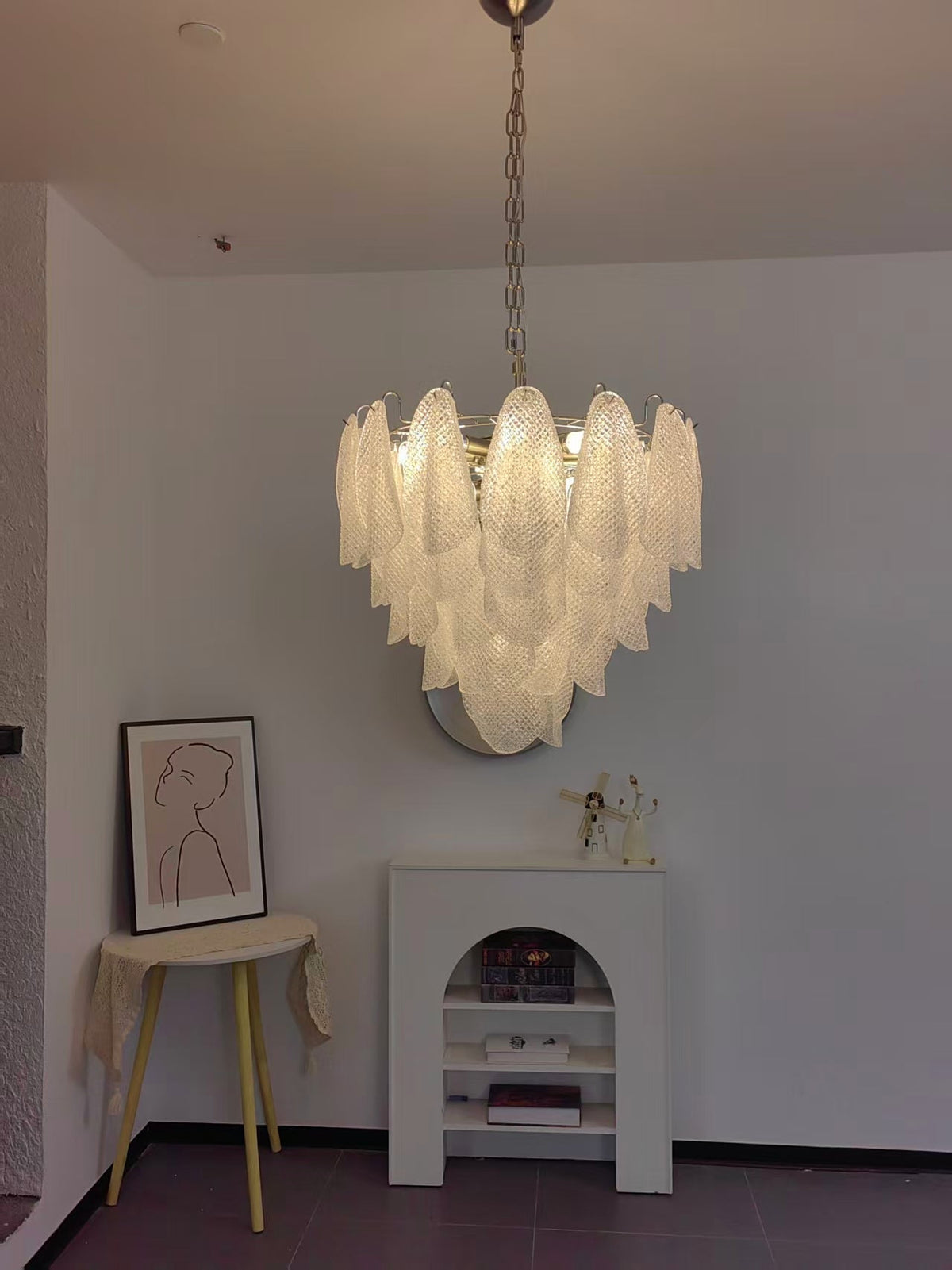 Prelit Glass Teardrop Chandelier