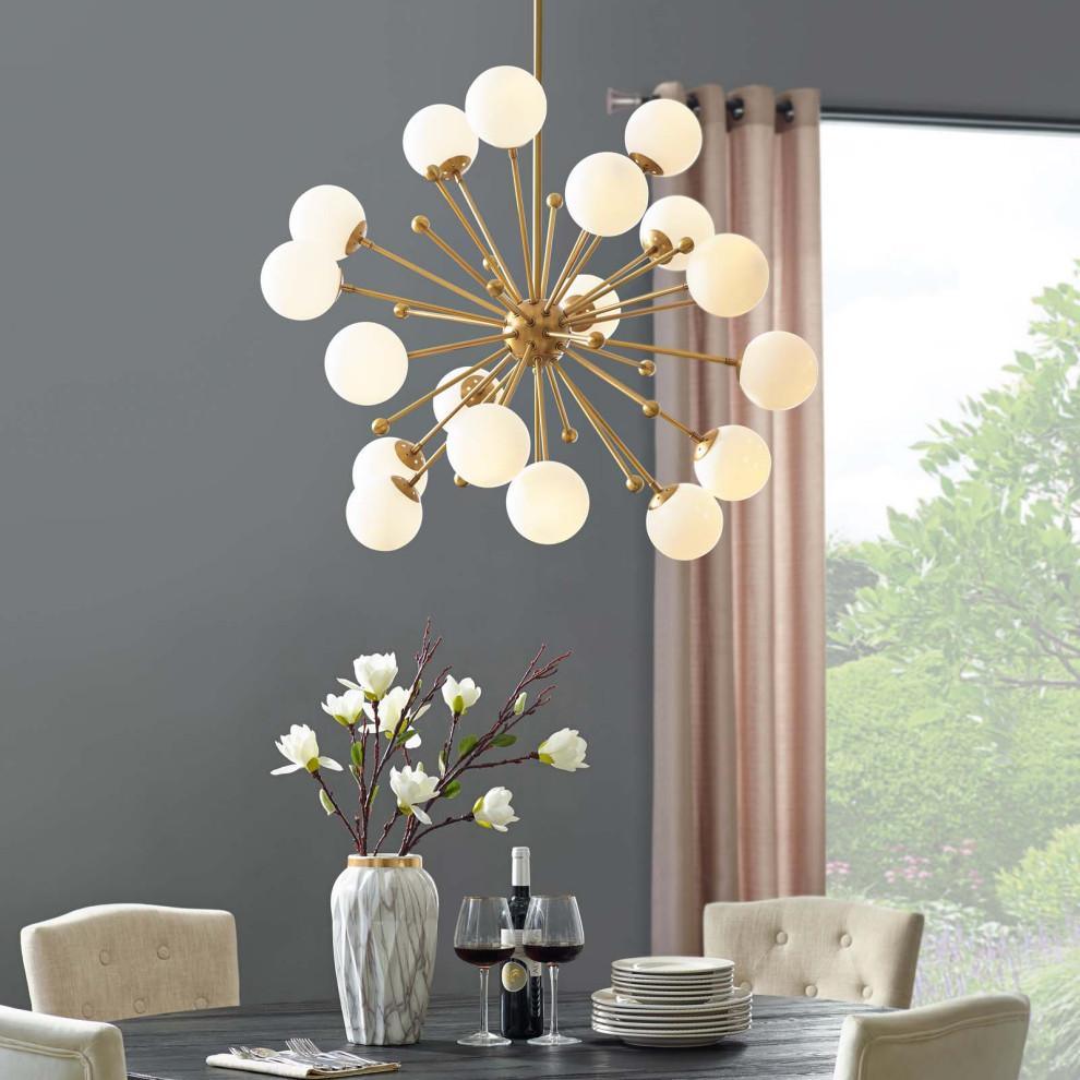 Caseraria Chandelier Brass Opal Globe