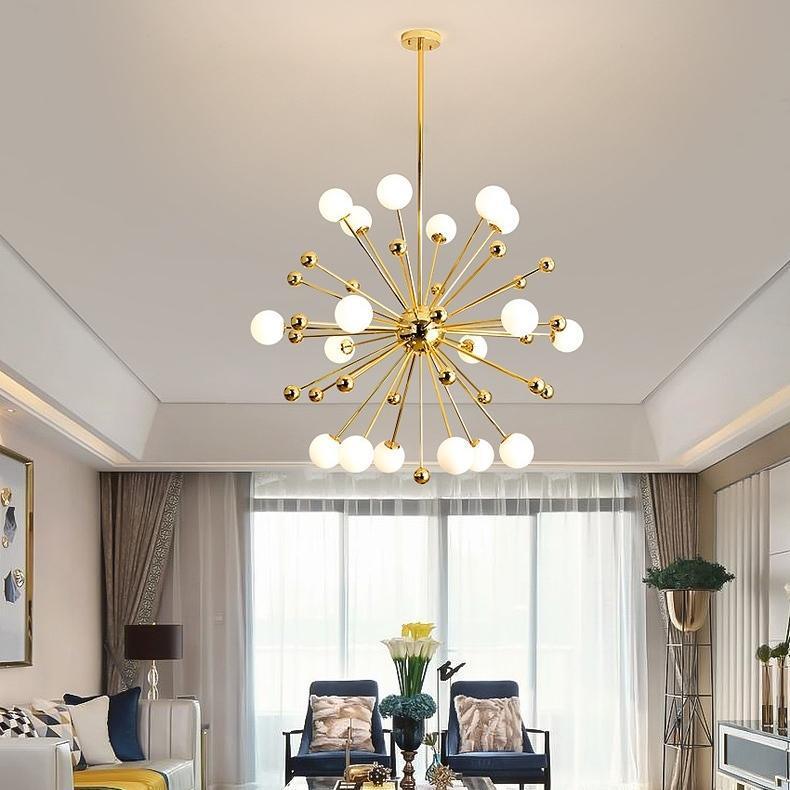 Caseraria Chandelier Brass Opal Globe