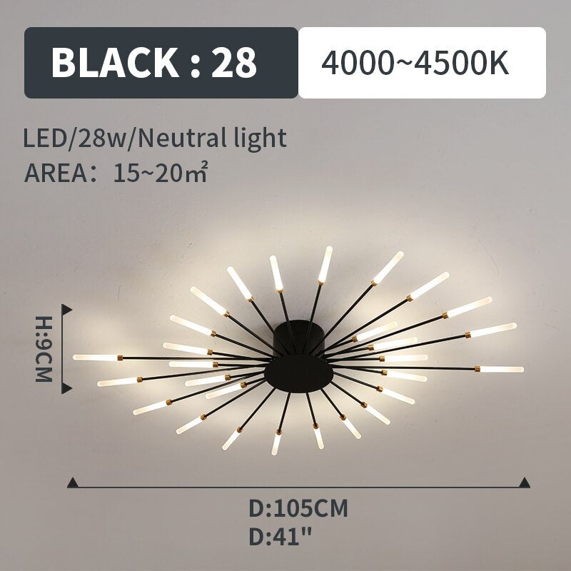 Wesley Flush-Mount Ceiling Light Fireworks, Black/Gold - Neutral Decor