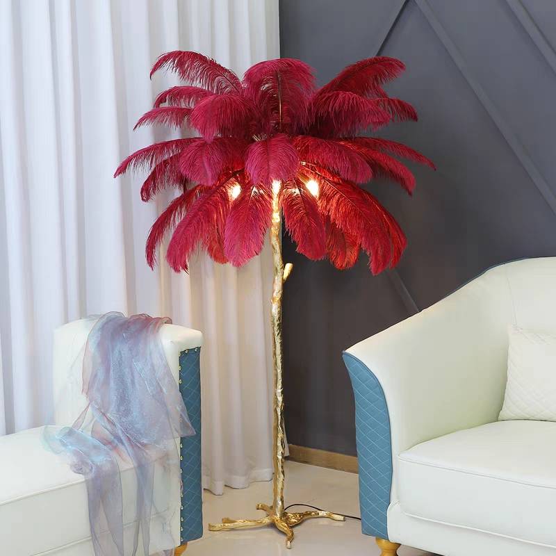 O'Moore Nordic Luxury Unique Ostrich Feather Floor Lamp/Table Lamp - Neutral Decor