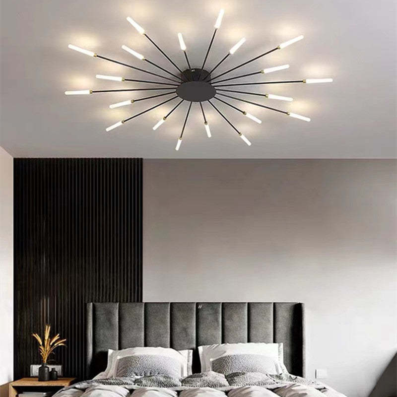 Wesley Flush-Mount Ceiling Light Fireworks, Black/Gold - Neutral Decor