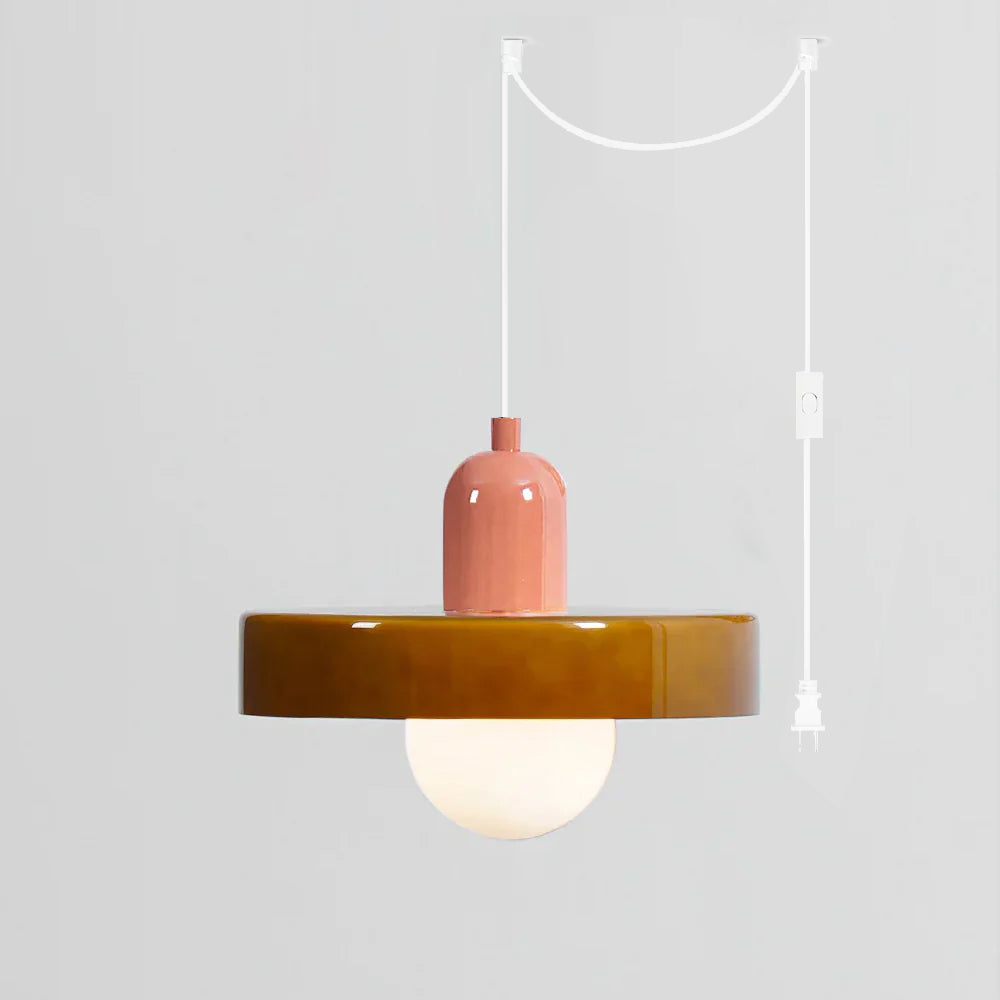 Jovial Minimalist Disc Orb Swag Glass Pendant Lights Plug-in