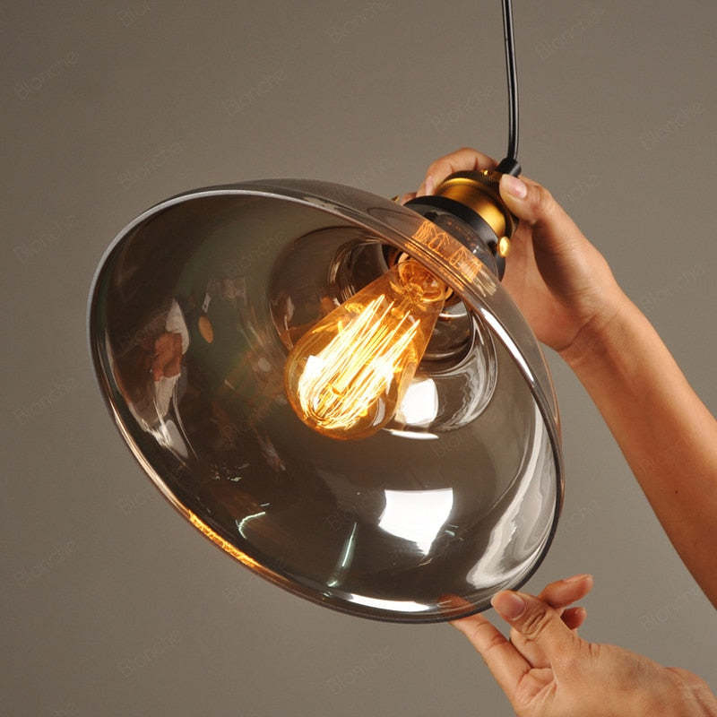 Arisha Industrial /Glass Pendant Light Dining Room - Neutral Decor
