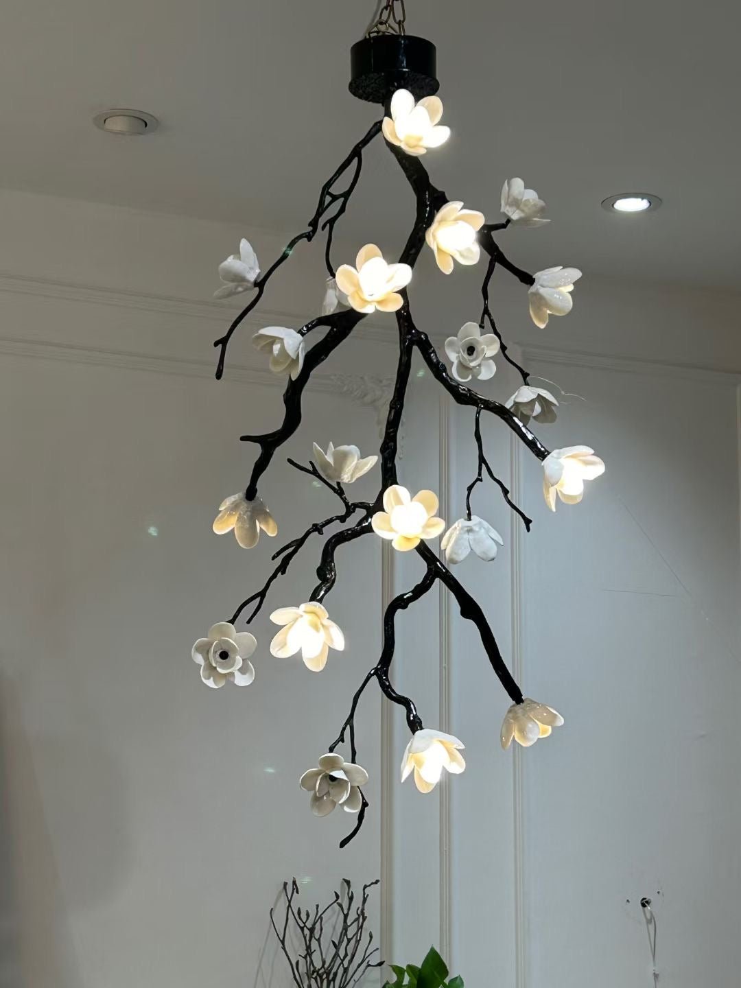 Rae Chandelier Black Branch Flower