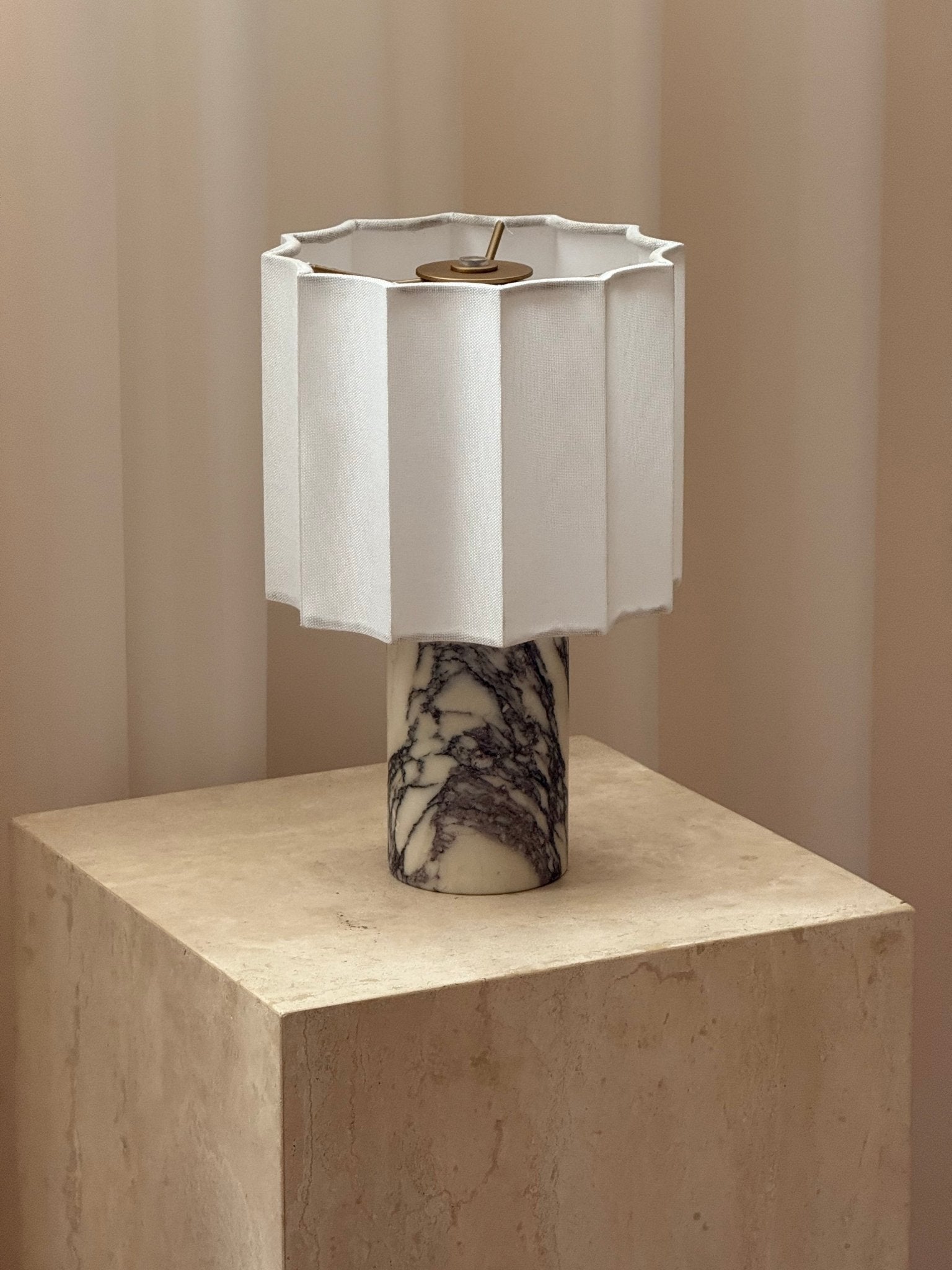Serenity Pleated Fabric & Marble Table Lamp