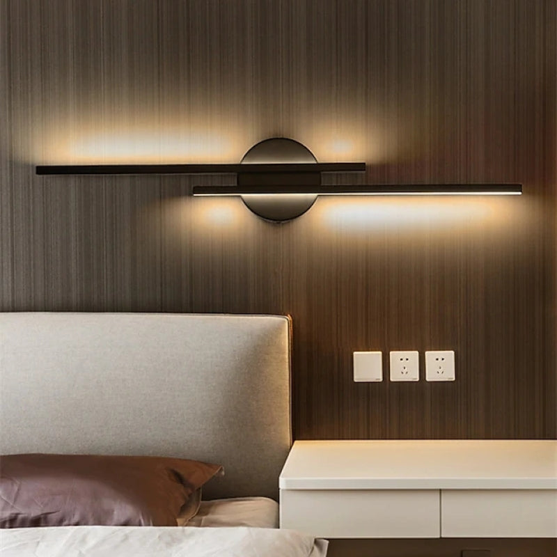 Elgo Modern Nordic Disc/Linear Metal LED Wall Lamp, Black/White - Neutral Decor
