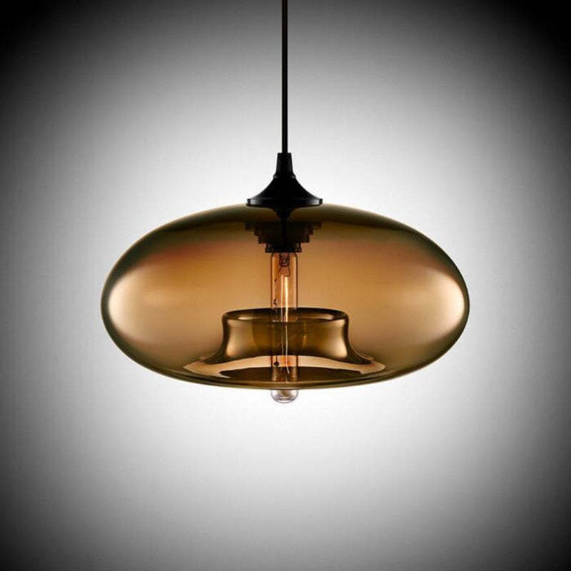 Valentina Modern Bread Shaped Glass Pendant Light 6 Color Living Room - Neutral Decor