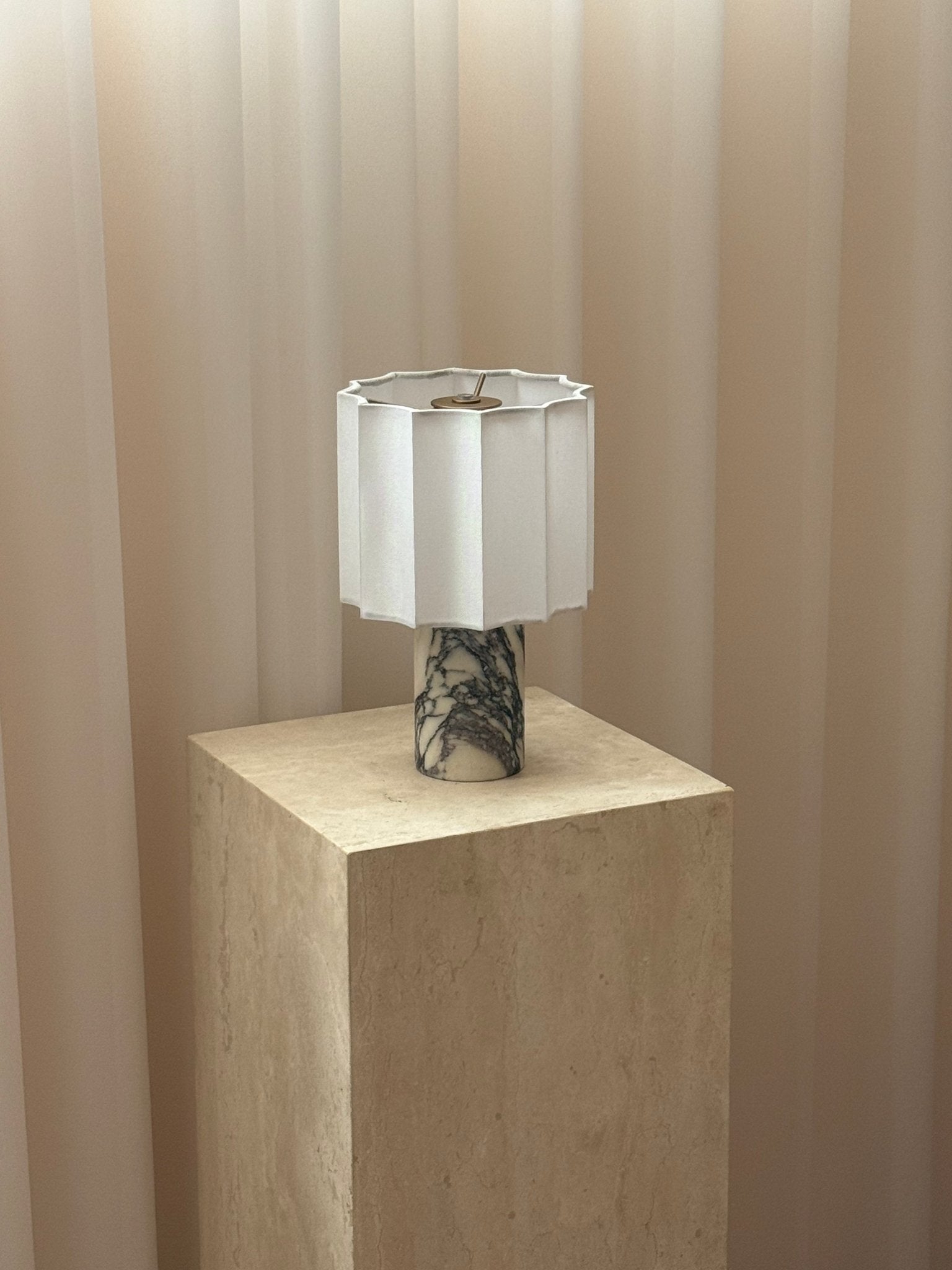 Serenity Pleated Fabric & Marble Table Lamp