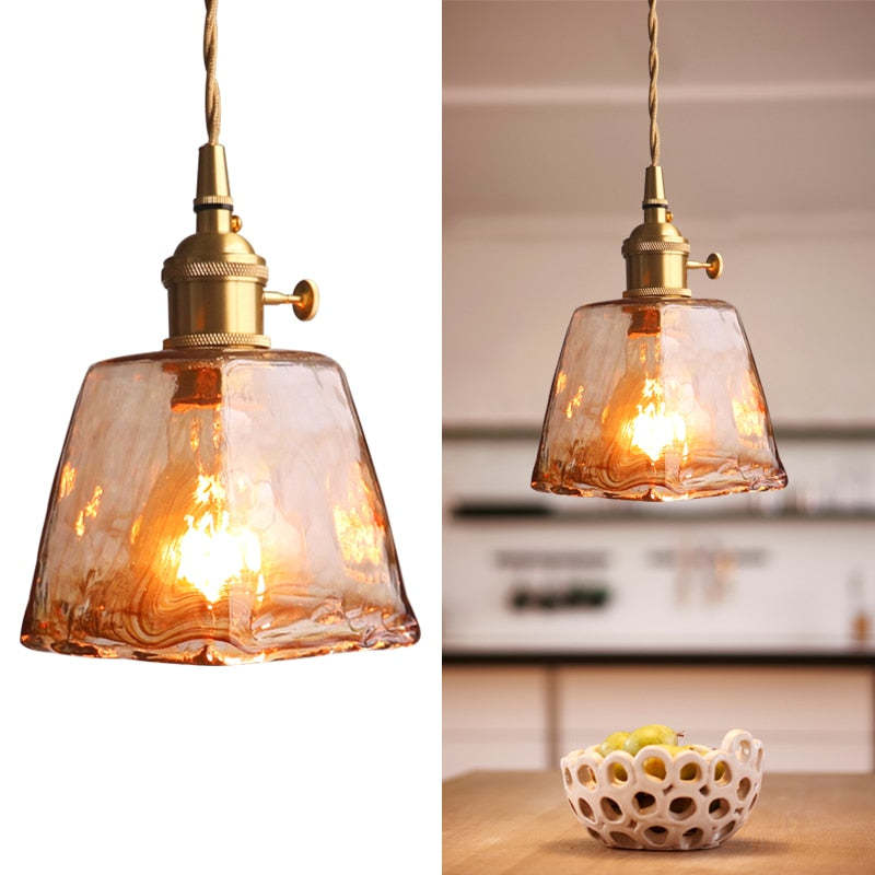 Arisha Vintage Style Industrial Pendant Light Retro Glass Brass - Neutral Decor
