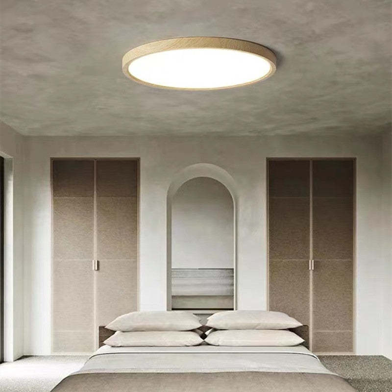 Muto Modern Wood Round Flush Mount Ceiling Lights Living Room - Neutral Decor