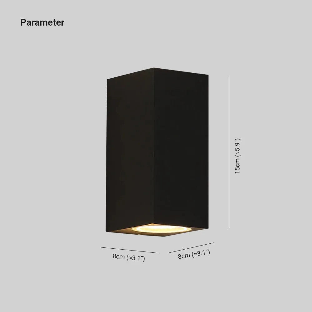 Tavon Minimalist Metal Square Outdoor Wall Lamp, Black - Neutral Decor