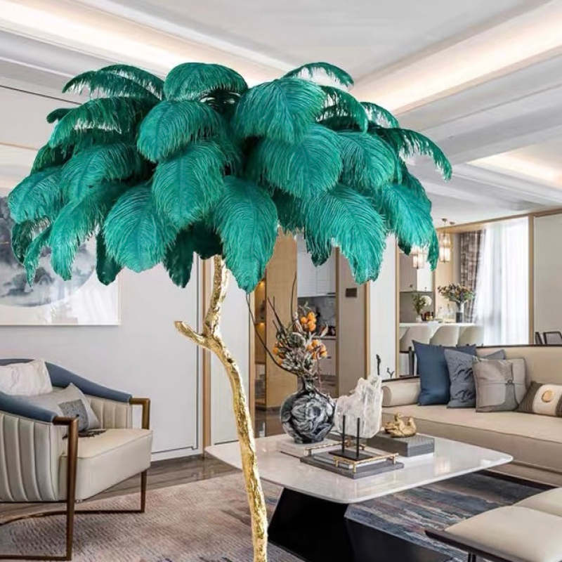 O'Moore Nordic Luxury Unique Ostrich Feather Floor Lamp/Table Lamp - Neutral Decor