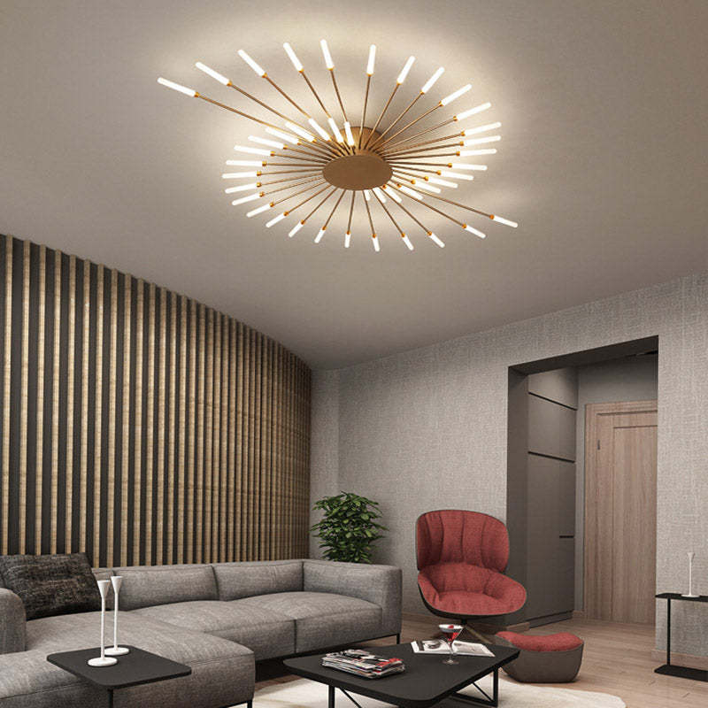 Wesley Flush-Mount Ceiling Light Fireworks, Black/Gold - Neutral Decor