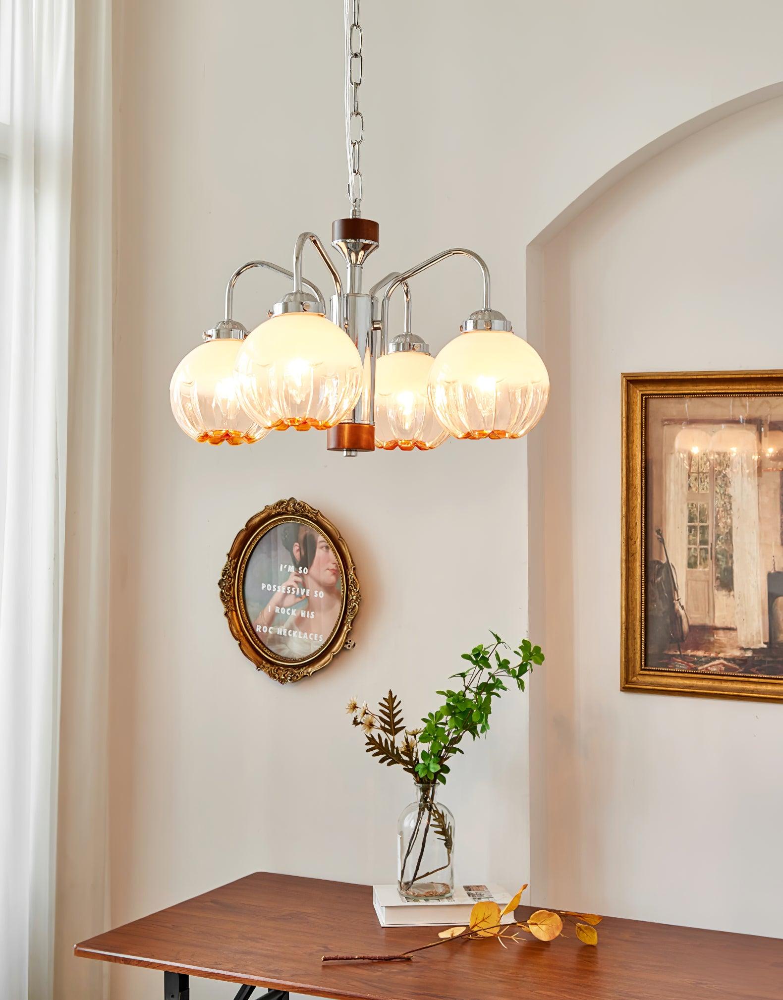 Ulliria Nordic Art Flower Walnut Glass Chandelier