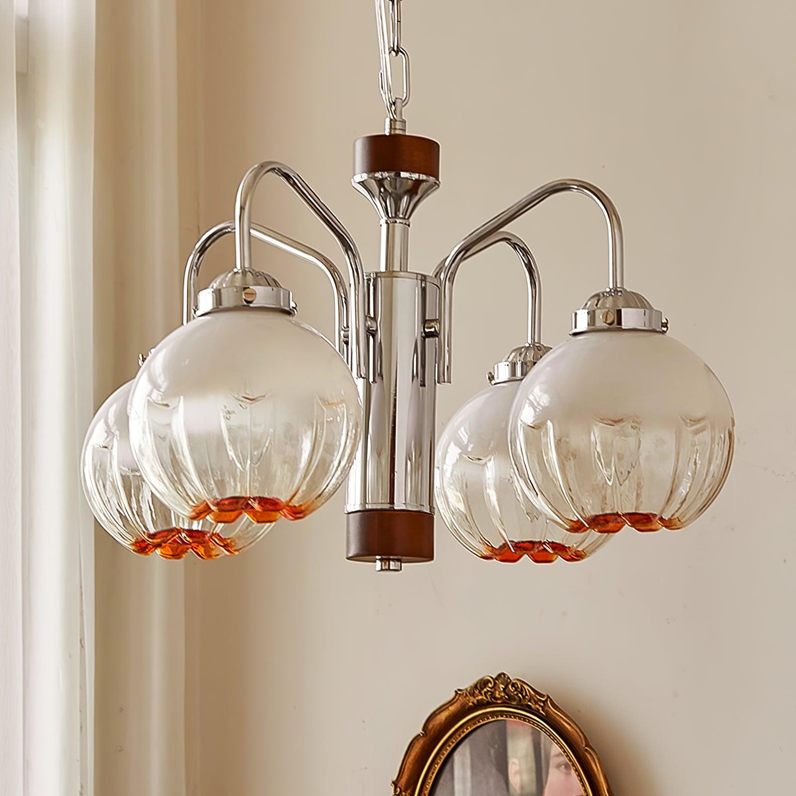 Ulliria Nordic Art Flower Walnut Glass Chandelier