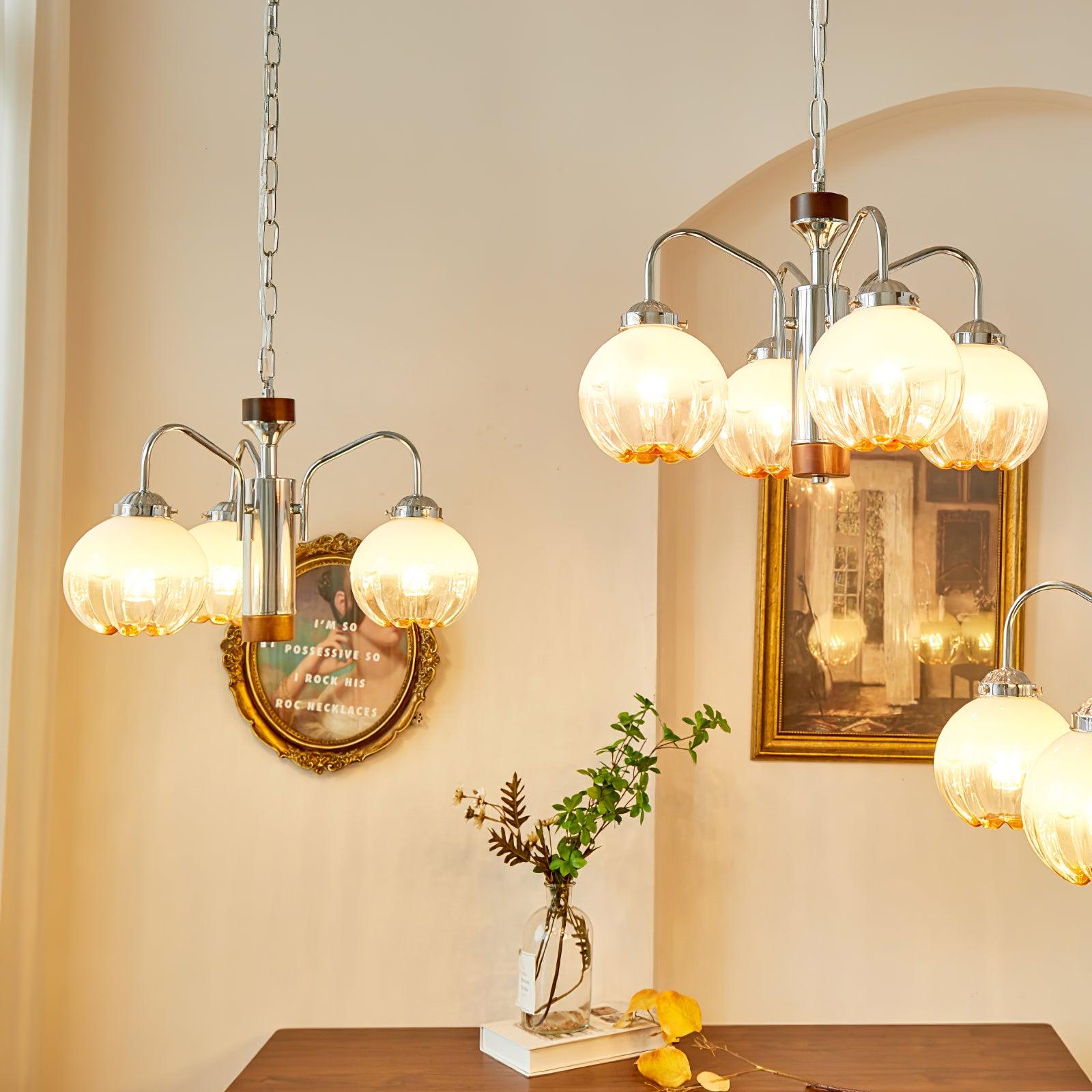 Ulliria Nordic Art Flower Walnut Glass Chandelier