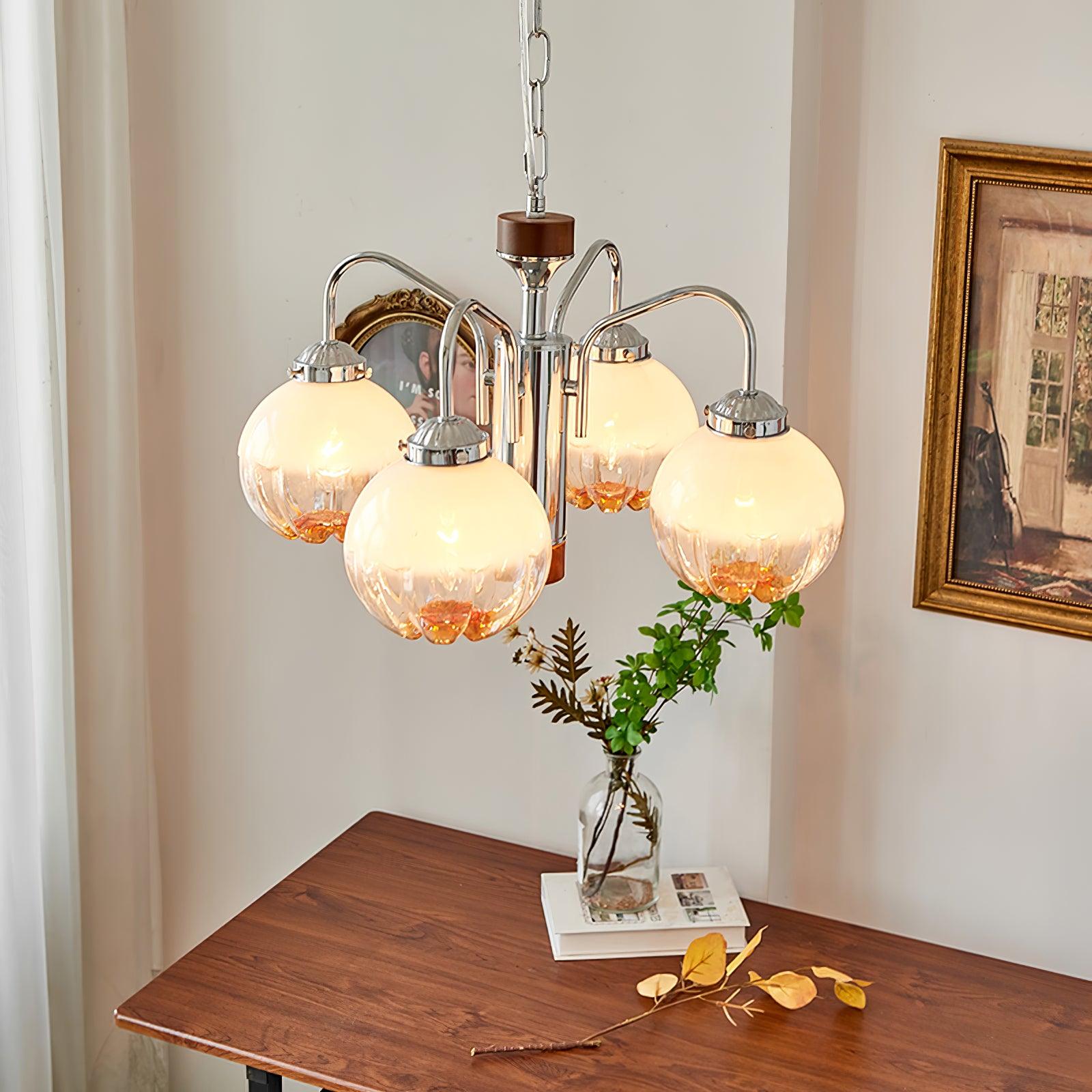 Ulliria Nordic Art Flower Walnut Glass Chandelier