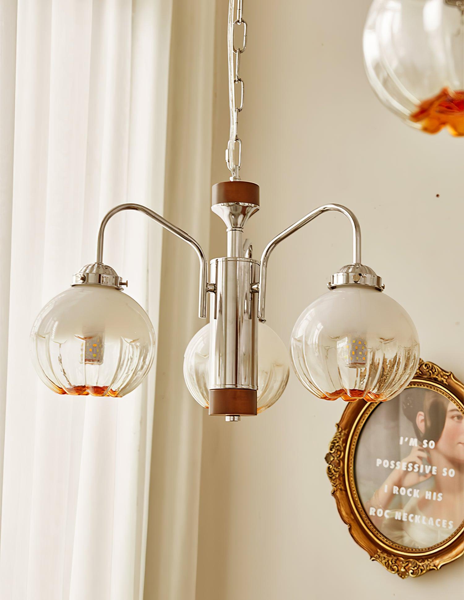 Ulliria Nordic Art Flower Walnut Glass Chandelier