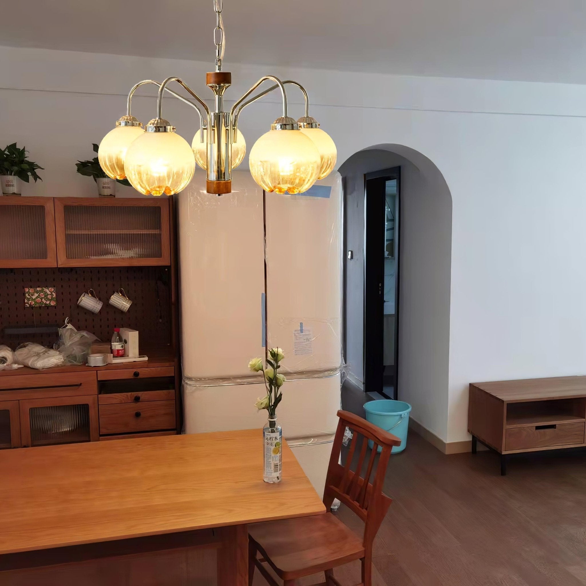 Ulliria Nordic Art Flower Walnut Glass Chandelier