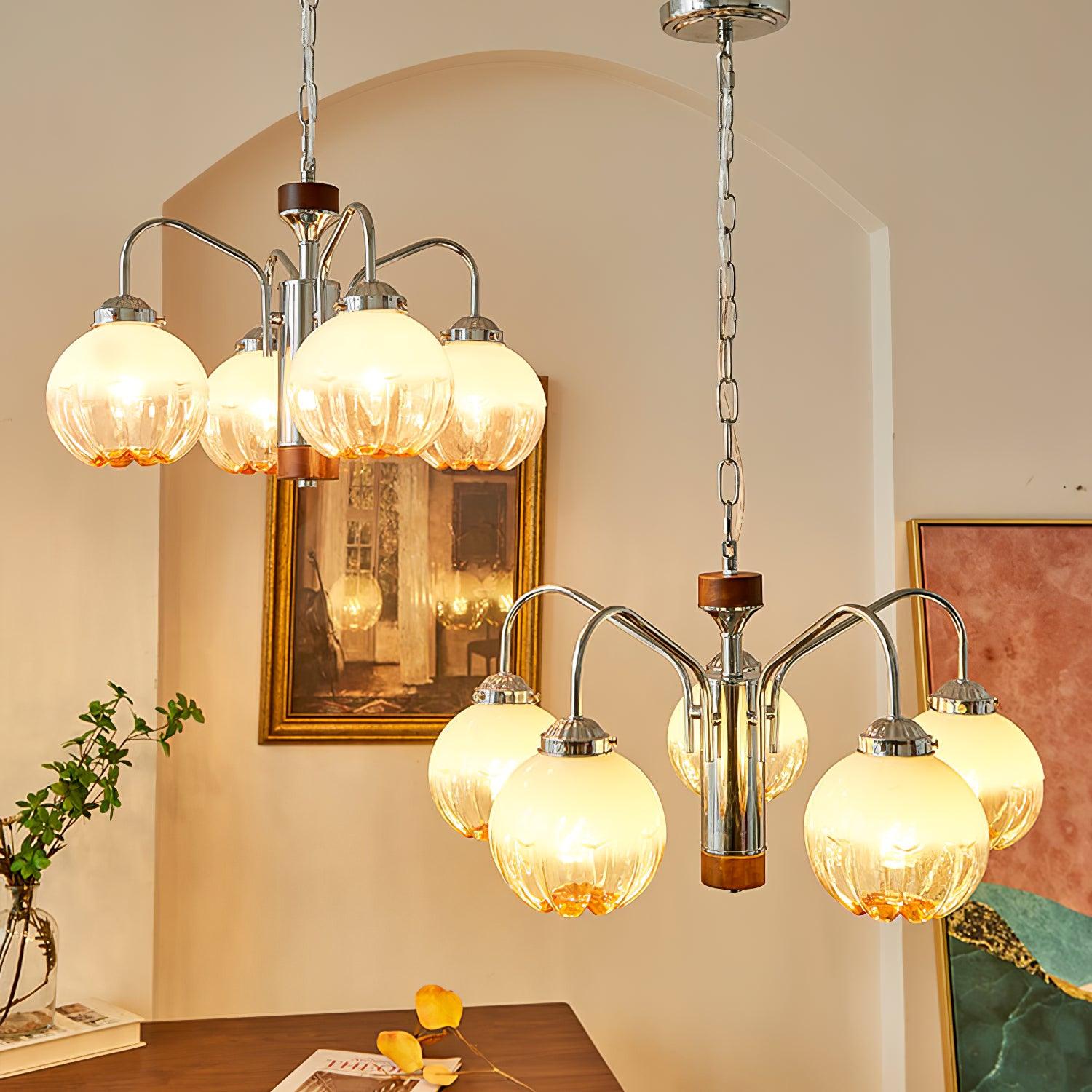 Ulliria Nordic Art Flower Walnut Glass Chandelier