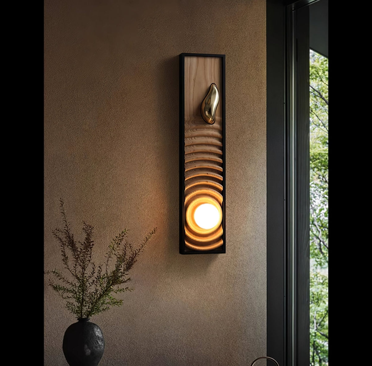 Caleb Vintage Wood Wall Lamp