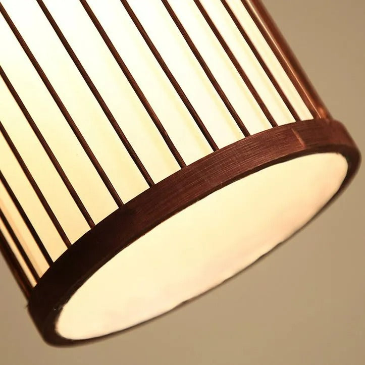 Muto Weave Cylinder Pendant Light, Coffee/Wood, /Bamboo - Neutral Decor