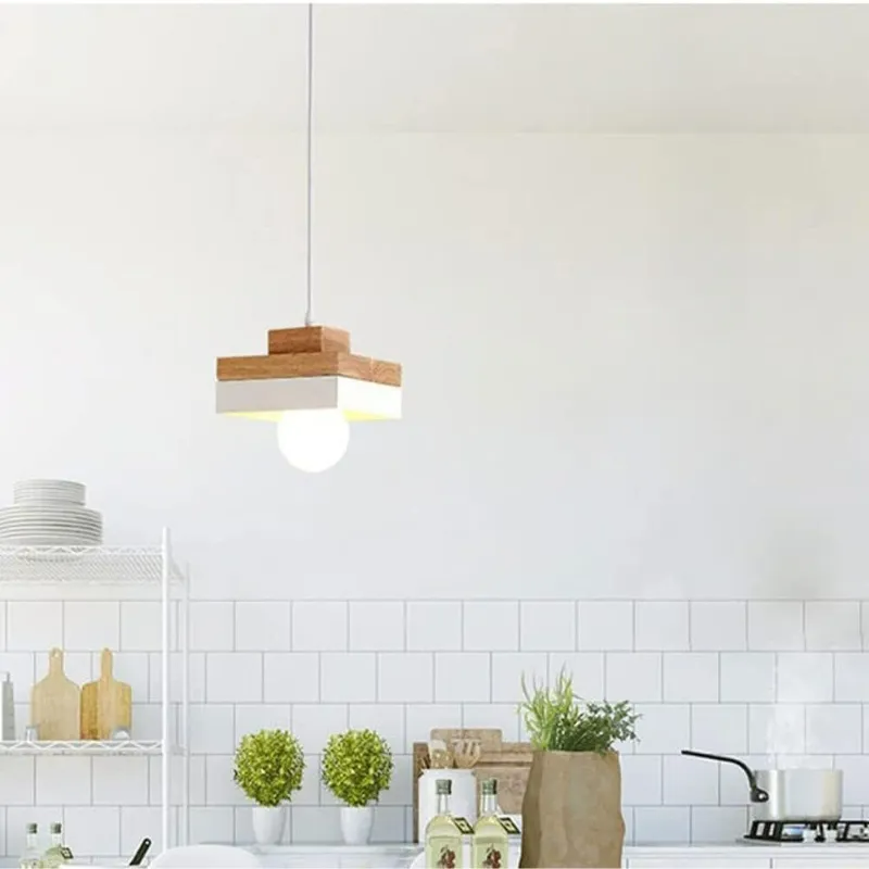 Valentina Modern Square Round Pendant Light Wood Living Room - Neutral Decor