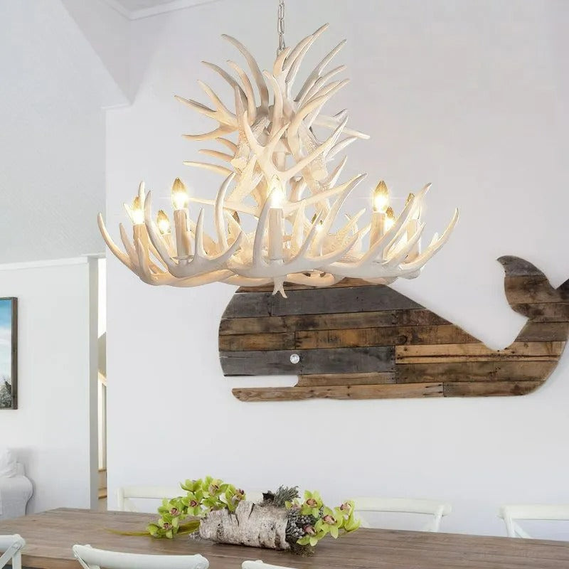 Silva Rustic Antler Resin Chandelier Dining Room - Neutral Decor