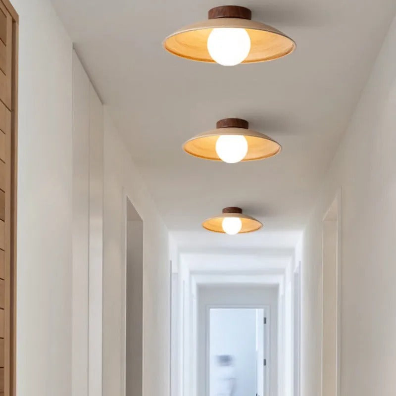 Muto Vintage Flush Mount Ceiling Light Wood Glass Bar Hotels - Neutral Decor