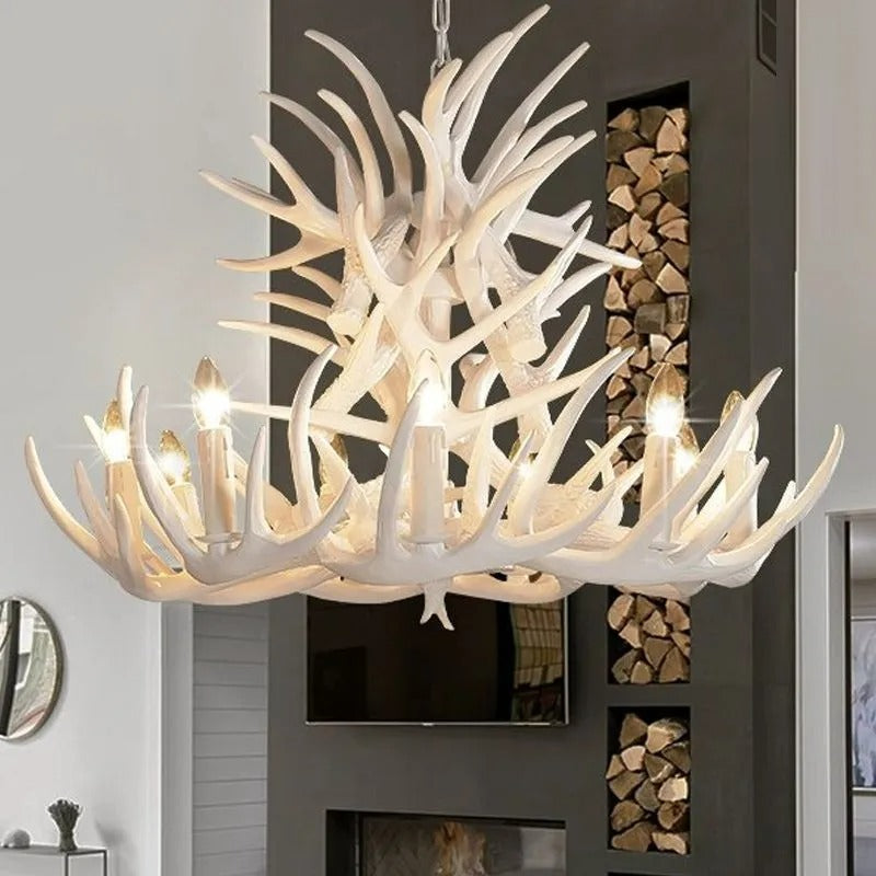 Silva Rustic Antler Resin Chandelier Dining Room - Neutral Decor