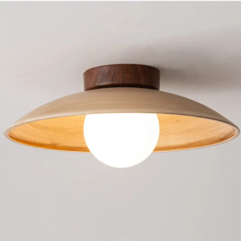 Muto Vintage Flush Mount Ceiling Light Wood Glass Bar Hotels - Neutral Decor