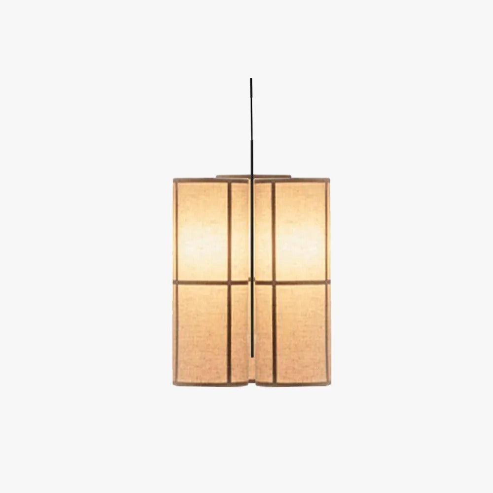 Ritta Cylinder Pendant Light, Lantern, Fabric, Japanese - Neutral Decor