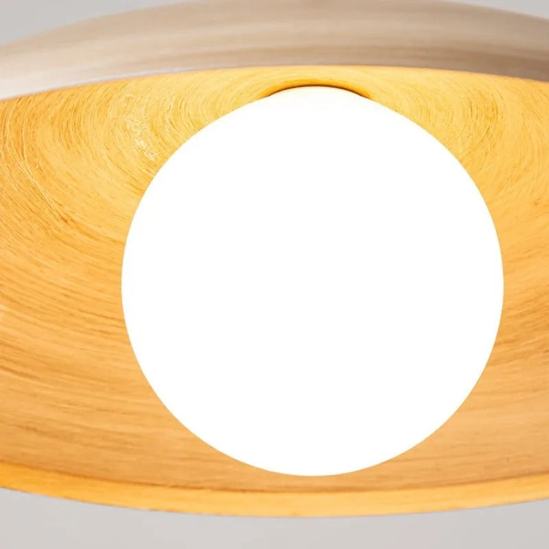 Muto Vintage Flush Mount Ceiling Light Wood Glass Bar Hotels - Neutral Decor