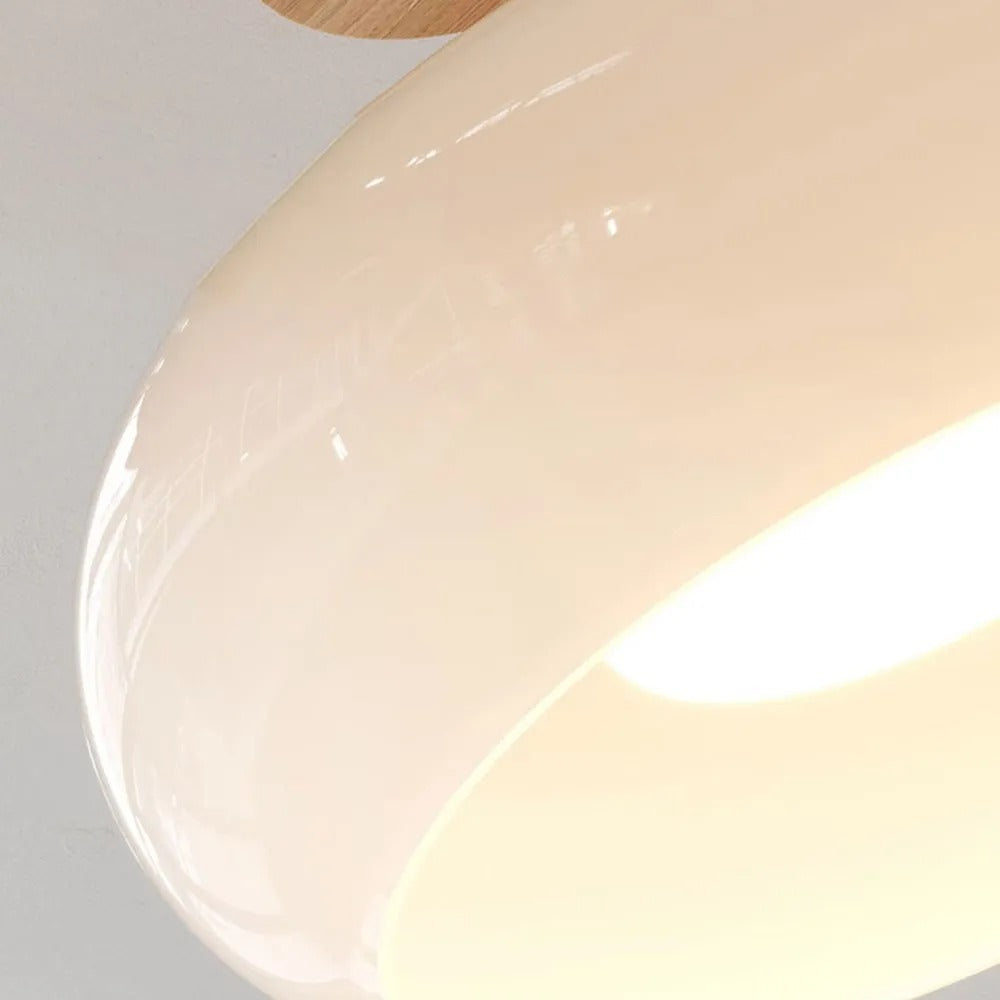 Valentina Flush Mount Ceiling Light Cup Minimalist Wood Glass - Neutral Decor