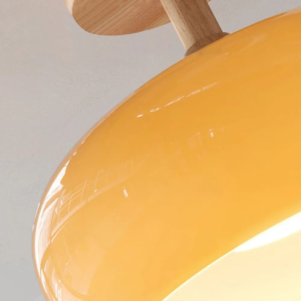 Valentina Flush Mount Ceiling Light Cup Minimalist Wood Glass - Neutral Decor