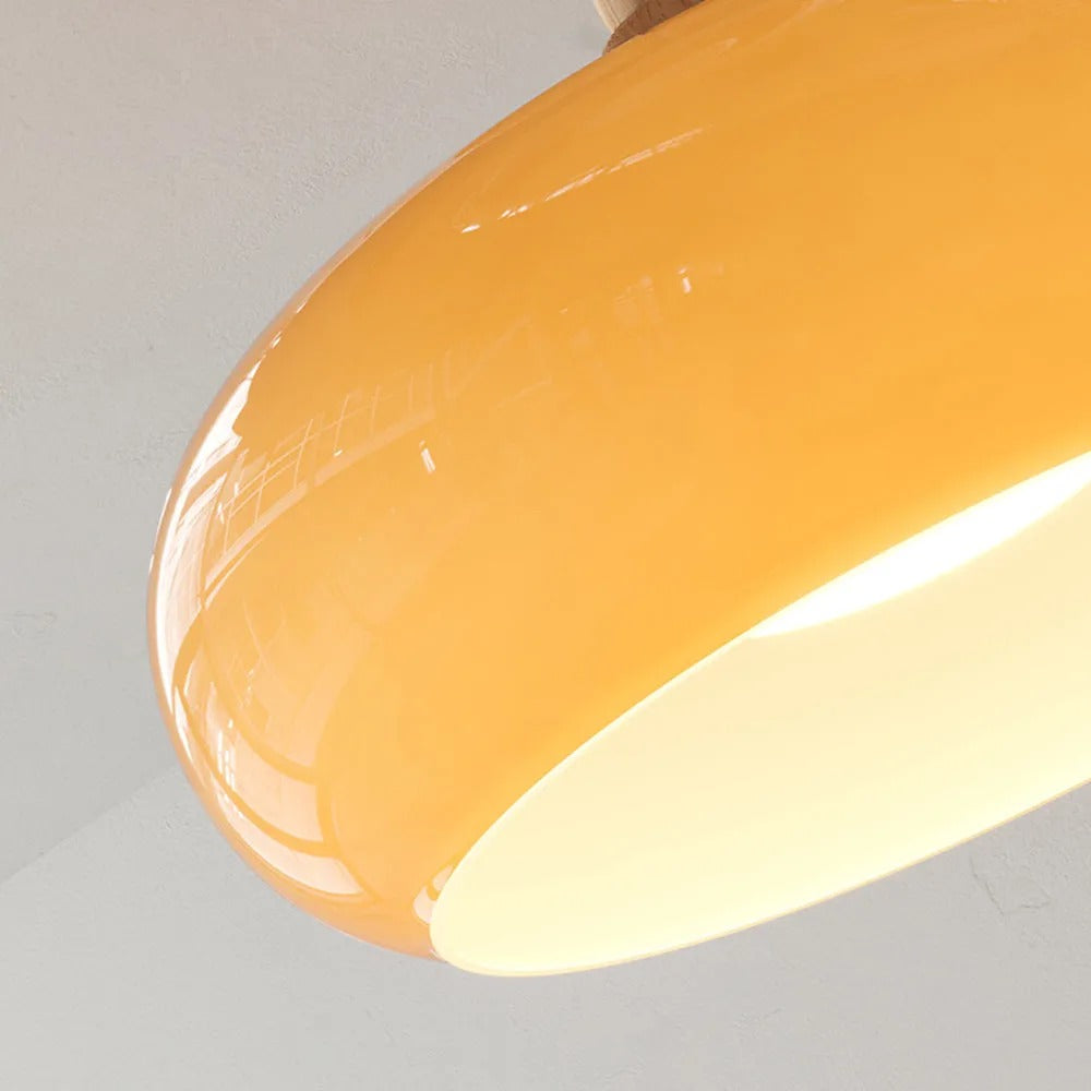 Valentina Flush Mount Ceiling Light Cup Minimalist Wood Glass - Neutral Decor