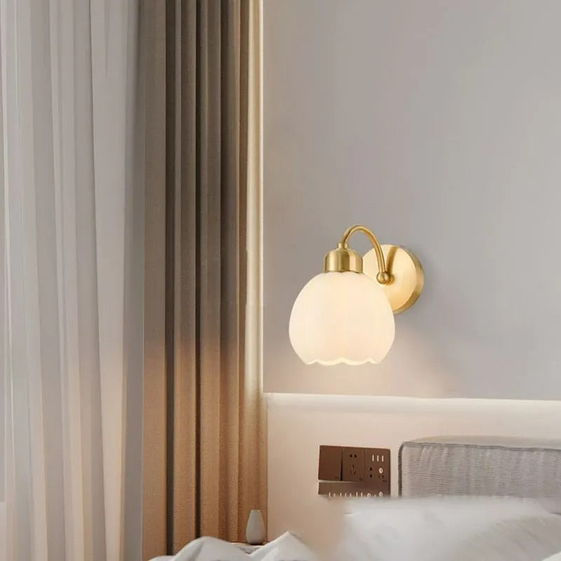 Arisha Nordic Flower Glass Wall Lamp Ivory Bedroom - Neutral Decor