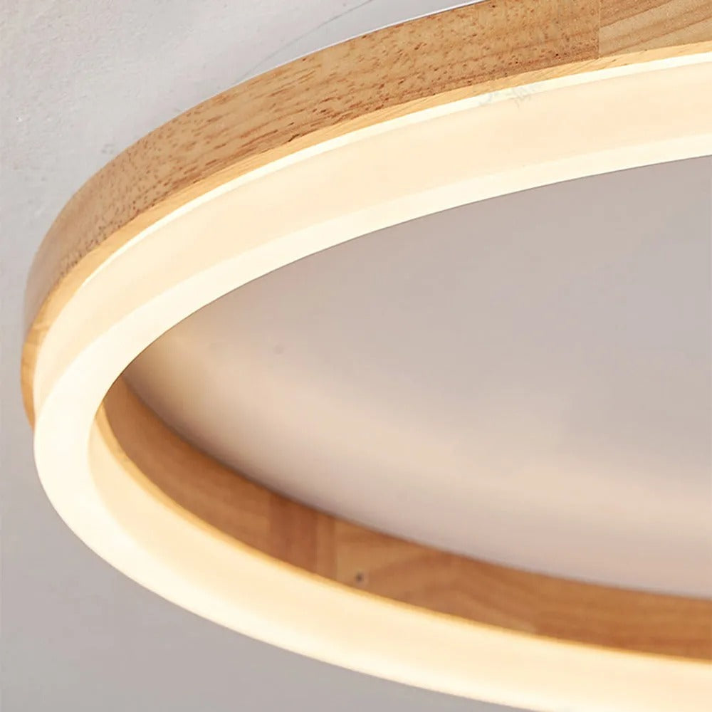 Muto Round Modern Flush Mount Ceiling Light Wood Bedroom - Neutral Decor